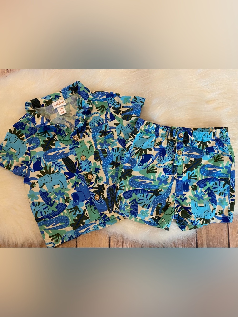 Boys 18M Cat and Jack Summer Safari Jungle Print